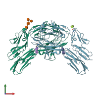 PDB entry 4xb8 coloured by chain, front view.
