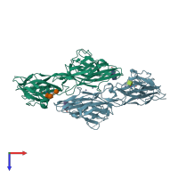 PDB entry 4xb8 coloured by chain, top view.