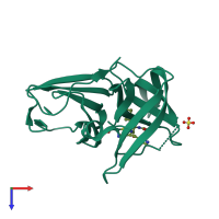 PDB entry 4xbb coloured by chain, top view.