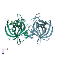 PDB entry 4xbd coloured by chain, top view.