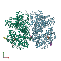 PDB entry 4xbh coloured by chain, front view.