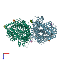 PDB entry 4xbh coloured by chain, top view.