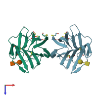 PDB entry 4xbl coloured by chain, top view.