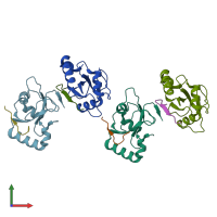 PDB entry 4xc2 coloured by chain, front view.