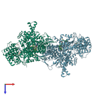 PDB entry 4xc6 coloured by chain, top view.