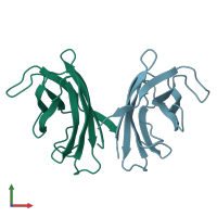 PDB entry 4xcr coloured by chain, front view.