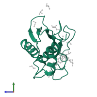 67 kDa matrix metalloproteinase-9 in PDB entry 4xct, assembly 1, side view.