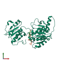 PDB entry 4xcv coloured by chain, front view.