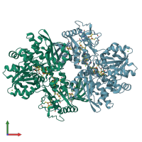 PDB entry 4xdc coloured by chain, front view.