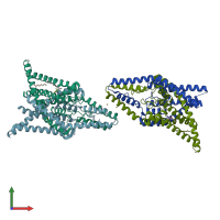 PDB entry 4xdl coloured by chain, front view.
