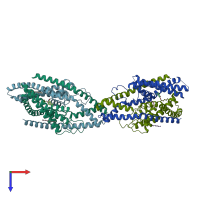 PDB entry 4xdl coloured by chain, top view.