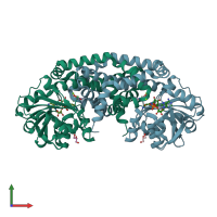 PDB entry 4xdy coloured by chain, front view.