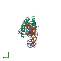 PDB entry 4xeg coloured by chain, side view.