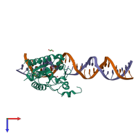 PDB entry 4xeg coloured by chain, top view.