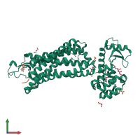 PDB entry 4xes coloured by chain, front view.
