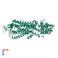 PDB entry 4xes coloured by chain, top view.