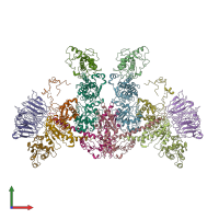 PDB entry 4xf2 coloured by chain, front view.