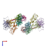 PDB entry 4xf2 coloured by chain, top view.