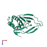 PDB entry 4xf9 coloured by chain, top view.