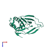 PDB entry 4xfb coloured by chain, top view.