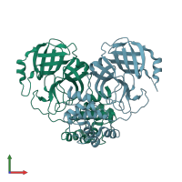 PDB entry 4xfq coloured by chain, front view.