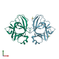 PDB entry 4xft coloured by chain, front view.