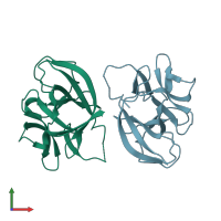 PDB entry 4xfu coloured by chain, front view.