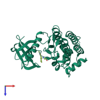 PDB entry 4xg6 coloured by chain, top view.