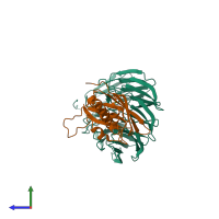 PDB entry 4xga coloured by chain, side view.