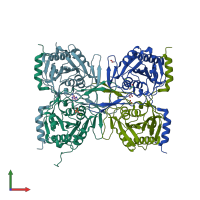 PDB entry 4xgp coloured by chain, front view.
