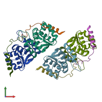 PDB entry 4xgq coloured by chain, front view.