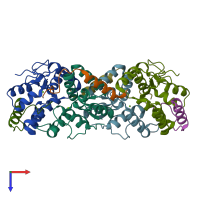 PDB entry 4xgq coloured by chain, top view.