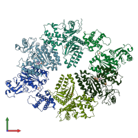 PDB entry 4xgu coloured by chain, front view.