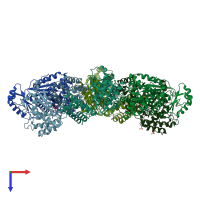 PDB entry 4xgu coloured by chain, top view.