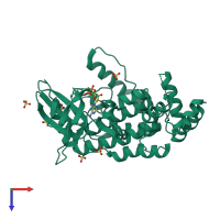 PDB entry 4xh0 coloured by chain, top view.