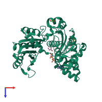 PDB entry 4xh1 coloured by chain, top view.