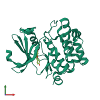 PDB entry 4xh6 coloured by chain, front view.