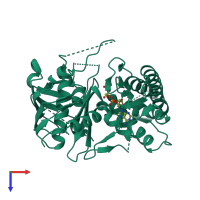 PDB entry 4xhn coloured by chain, top view.