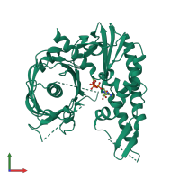 PDB entry 4xho coloured by chain, front view.