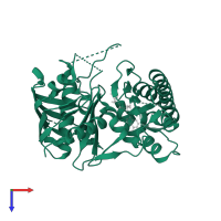 PDB 4xho contains 1 copy of Uncharacterized protein in assembly 1. This protein is highlighted and viewed from the top.