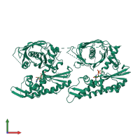 PDB entry 4xhp coloured by chain, front view.