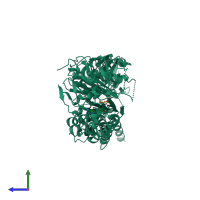 PDB entry 4xhp coloured by chain, side view.