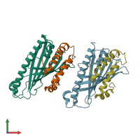 PDB entry 4xhr coloured by chain, front view.
