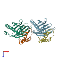 PDB entry 4xhr coloured by chain, top view.