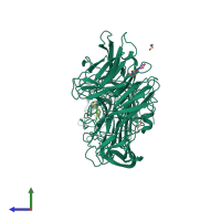 PDB entry 4xhx coloured by chain, side view.