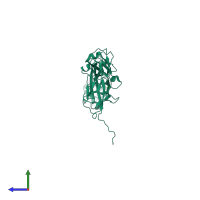 PDB entry 4xhz coloured by chain, side view.