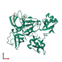 PDB entry 4xi7 coloured by chain, front view.