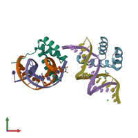 PDB entry 4xic coloured by chain, front view.