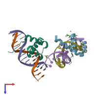 PDB entry 4xic coloured by chain, top view.