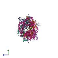 PDB entry 4xig coloured by chain, side view.